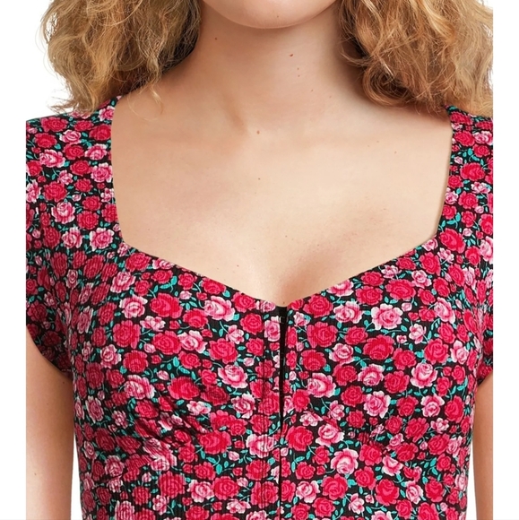 No Boundaries pink with red mini floral dress pt to pt 22 length 35 - Picture 7 of 12